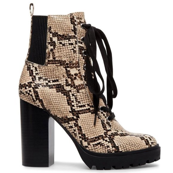 Steve Madden Shoes - Steve Madden Latch Tan Chunky Snake Ankle Booties